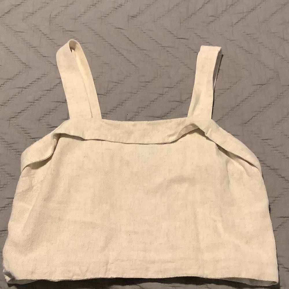 American Eagle Outfitters Cream Square-Neck Linen Camisole